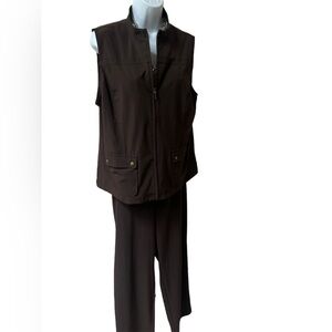 Zenergy by Chico's brown pants and vest Size 2 which is a 12.